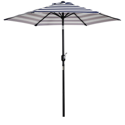 Zahradní slunečník – ocelový rám, modré pruhy, Ø230 cm