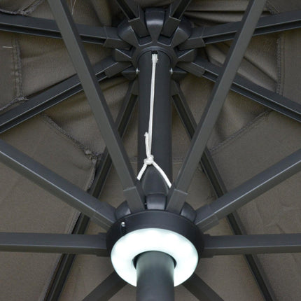 Zahradní slunečník se solárním LED osvětlením - tmavě šedý, 270cm