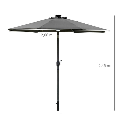 Zahradní slunečník se solárním LED osvětlením - tmavě šedý, 270cm