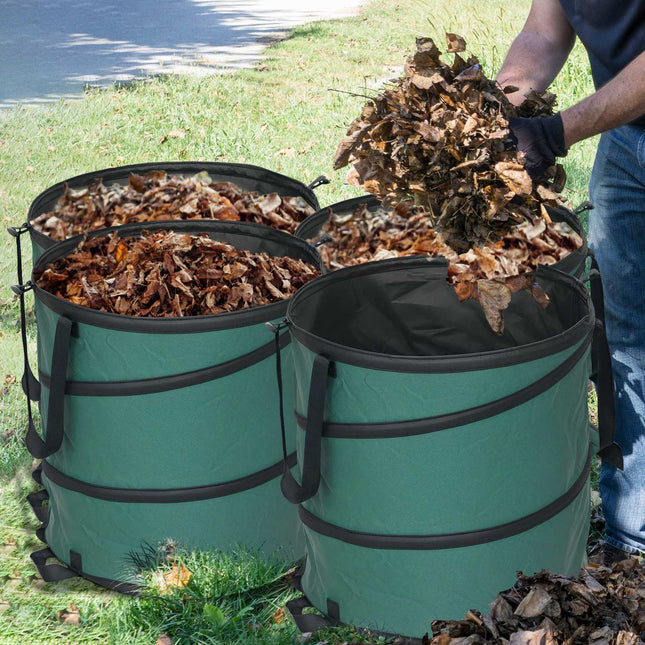 Garden waste bags 4x86L - Waterproof, Zipper lid, Reusable
