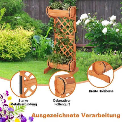 Vyvýšený záhon ze dřeva s mřížkou 45.5 x 36 x 113 cm, oranžová