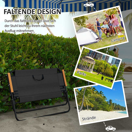 Folding garden bench, 2-seater, 220 kg capacity, black mesh