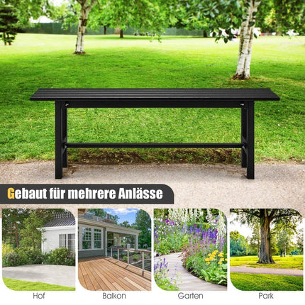 Zahradní lavice pro 2 osoby s laťkovým sedákem, nosnost až 300kg, 120 x 36 x 40.5 cm, černá