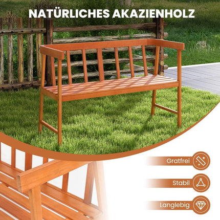 Garden bench made of acacia wood, load capacity up to 360 kg, 2-seater wooden bench 110 x 46 x 72 cm
