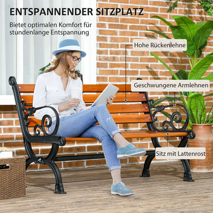 Zahradní lavice z teaku s područkami, odolná povětrnosti, pro 2 osoby