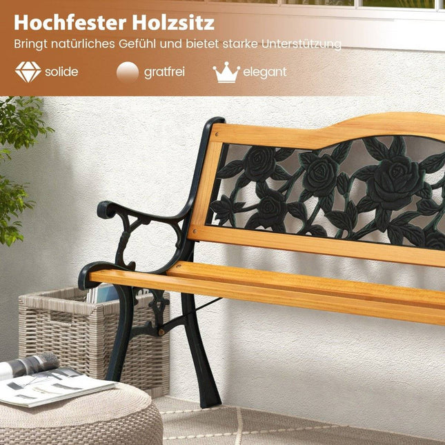 Tuinbank weerbestendige 2-zitsbank met armleuningen balkonbank houten bank 126 x 52 x 76 cm