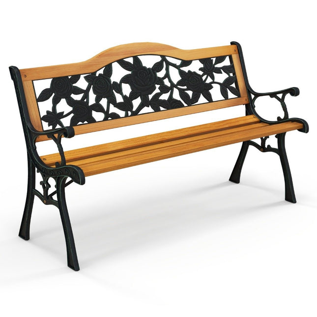 Tuinbank weerbestendige 2-zitsbank met armleuningen balkonbank houten bank 126 x 52 x 76 cm
