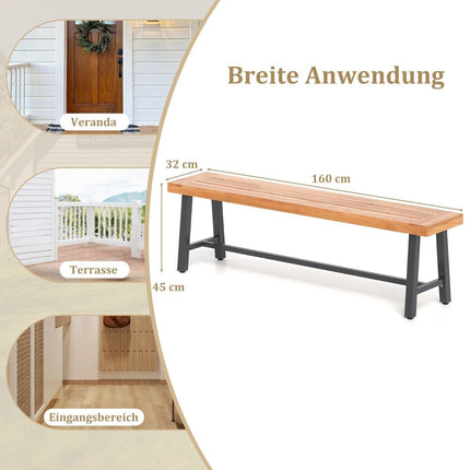 Garden bench weatherproof 3-seater bench up to 360 kg Park bench made of acacia wood and metal 1 piece