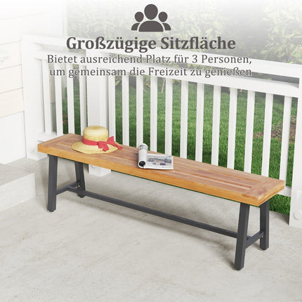 Garden bench weatherproof 3-seater bench up to 360 kg Park bench made of acacia wood and metal 1 piece