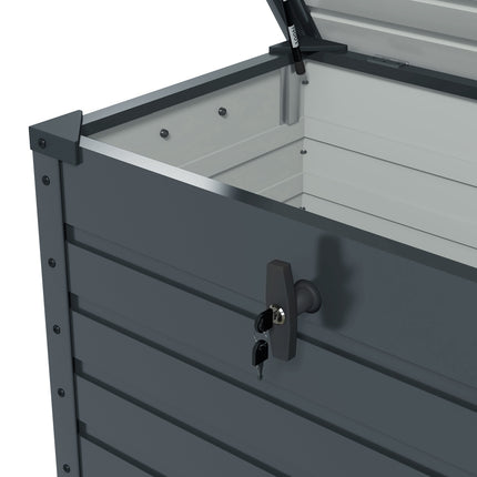 Dark gray garden storage box with wheels and lock 100x62x65 cm