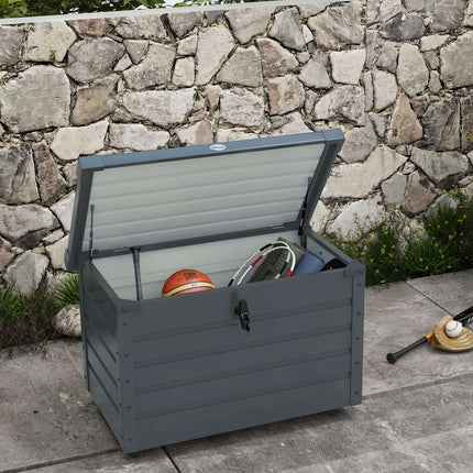 Dark gray garden storage box with wheels and lock 100x62x65 cm