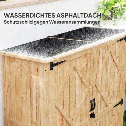 Wooden garden tool cabinet with lockable double doors