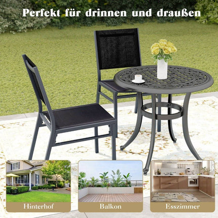 Garden chair aluminum weatherproof patio chair with breathable seat and backrest 60 x 45 x 87 cm black