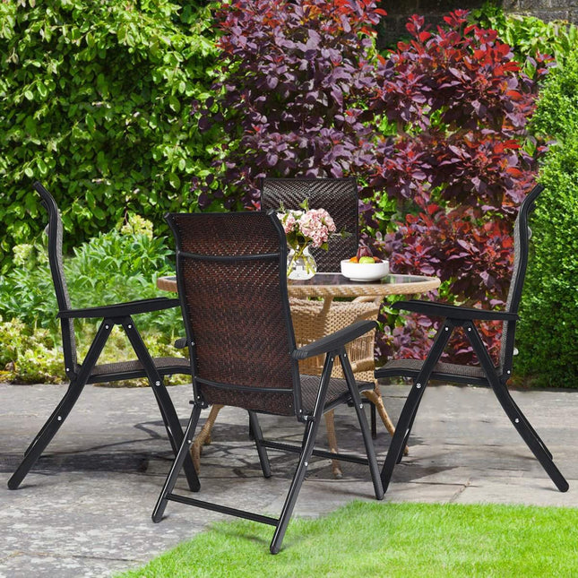 Garden chair polyrattan folding chair with 5-way adjustable backrest 69 x 58 x 85 - 112 cm