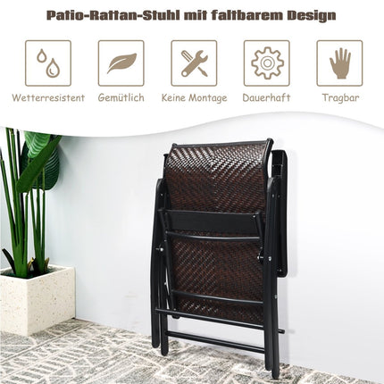 Zahradní židle polyratanová skládací s 5polohovým opěradlem 69 x 58 x 85 - 112 cm