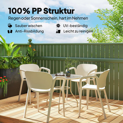 Sada 4 ks voděodolných stohovatelných plastových zahradních židlí