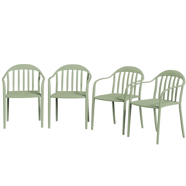 Set of 4 weatherproof stackable plastic patio chairs