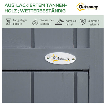 Garden tool shed in wood, gray and black, 129x52x180 cm