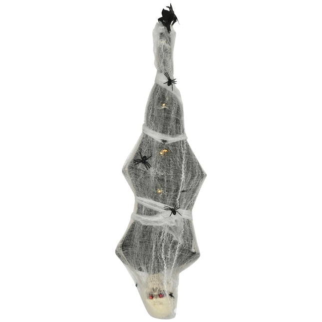 Halloween hanging mummy skeleton with glowing eyes, 170cm