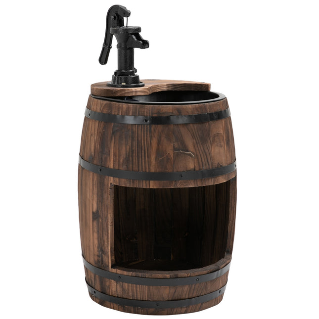 Tuinfontein decoratieve fontein met waterval van dennenhout en metaal, donkerbruin, Ø32x58,5cm voor tuin & terras