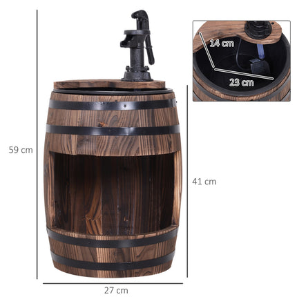 Garden fountain in wood and metal with waterfall, Ø32x58.5cm
