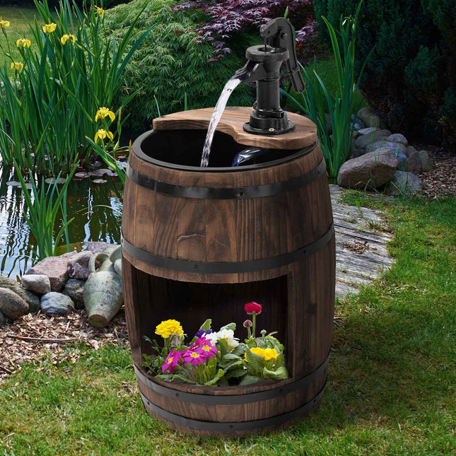 Tuinfontein decoratieve fontein met waterval van dennenhout en metaal, donkerbruin, Ø32x58,5cm voor tuin & terras