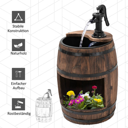 Garden fountain in wood and metal with waterfall, Ø32x58.5cm