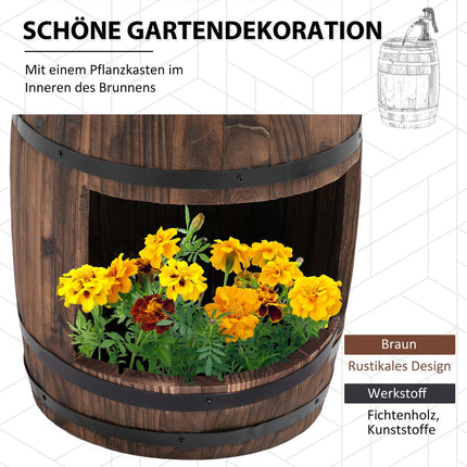 Garden fountain in wood and metal with waterfall, Ø32x58.5cm