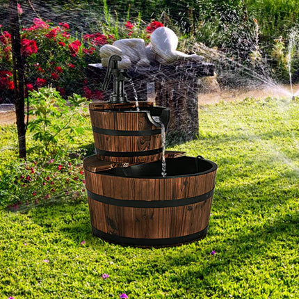 Zahradní fontána dřevěná fontána dřevěný sud s vodním čerpadlem Ø 44.5cm