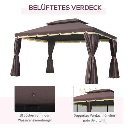 Weatherproof garden tent, 4 sides, mosquito net, 390x290x280 cm