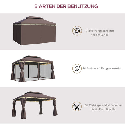 Weatherproof garden tent, 4 sides, mosquito net, 390x290x280 cm