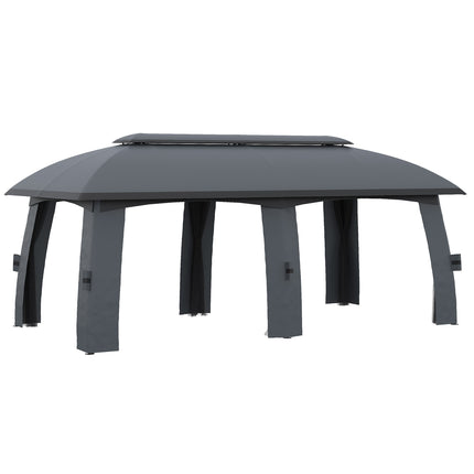 Zahradní pavilon stan 3x6m, dvojitá střecha, boční stěny, tmavě šedý
