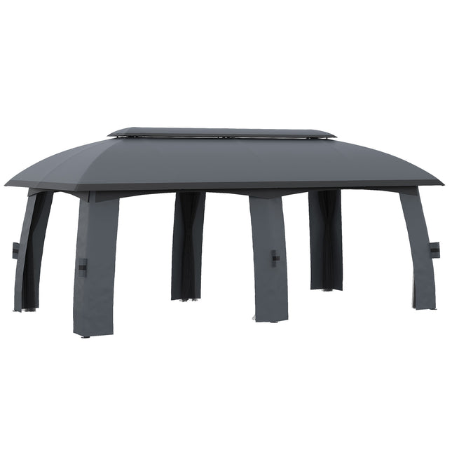 Zahradní pavilon stan 3x6m, dvojitá střecha, boční stěny, tmavě šedý