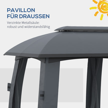Zahradní pavilon stan 3x6m, dvojitá střecha, boční stěny, tmavě šedý