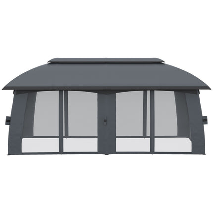 Zahradní pavilon stan 3x6m, dvojitá střecha, boční stěny, tmavě šedý