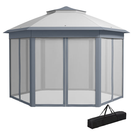 Šestihranný pop-up párty stan, 4x4m, se 6 bočnicemi, šedá