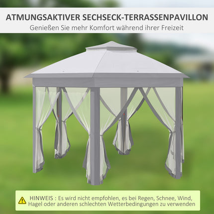 Šestihranný pop-up párty stan, 4x4m, se 6 bočnicemi, šedá