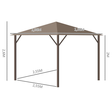 Zahradní pavilon party stan, 3x3m, dvojité boční stěny, bronzový