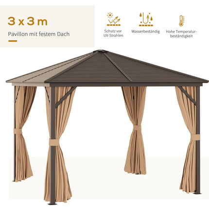 Zahradní pavilon party stan, 3x3m, dvojité boční stěny, bronzový