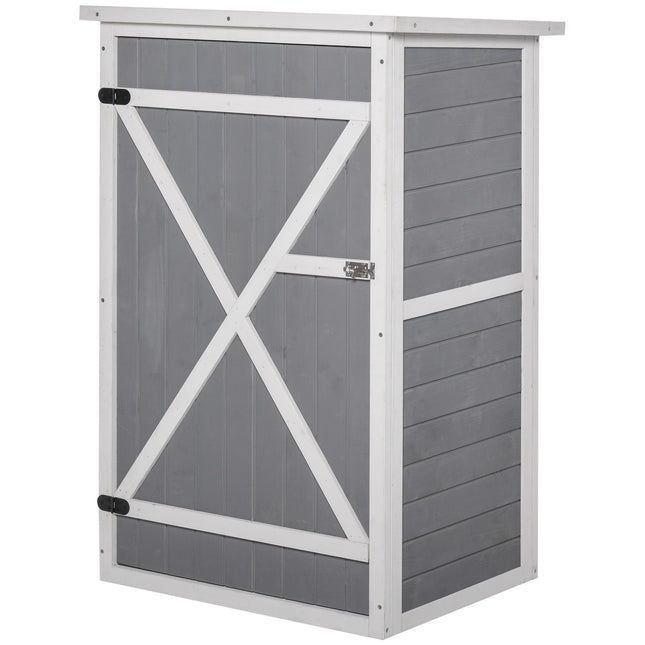 Úložný box na nářadí do zahradního domku, smrk, 75x56x115cm, černá/šedá/bílá