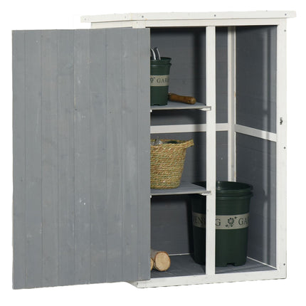 Úložný box na nářadí do zahradního domku, smrk, 75x56x115cm, černá/šedá/bílá