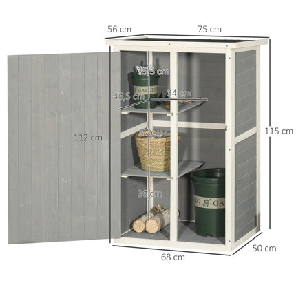 Úložný box na nářadí do zahradního domku, smrk, 75x56x115cm, černá/šedá/bílá