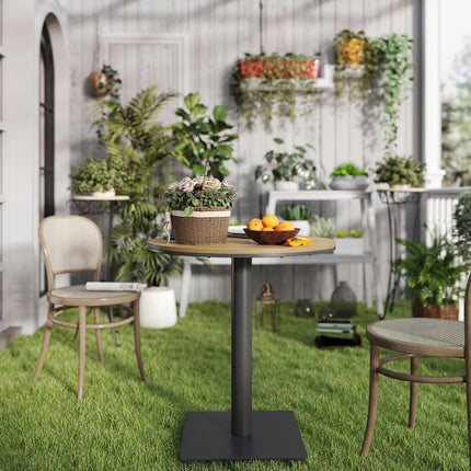 Kulatý ocelový zahradní stůl – odolný vůči počasí, 70 cm lamelový design