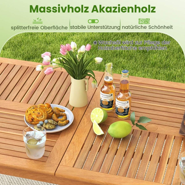Zahradní stůl akáciové dřevo 200 x 90 cm velký terasový stůl pro 8 osob přírodní