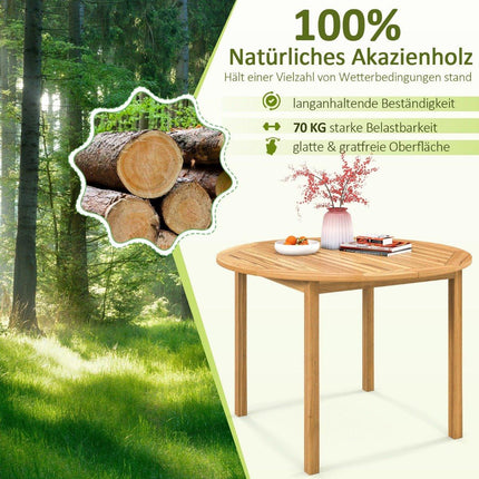 Zahradní stůl akáciové dřevo jídelní stůl kulatý pro 4 osoby bistro stůl dřevěný stůl na dvůr 110 x 110 x 75 cm přírodní