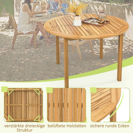 Zahradní stůl akáciové dřevo jídelní stůl kulatý pro 4 osoby bistro stůl dřevěný stůl na dvůr 110 x 110 x 75 cm přírodní