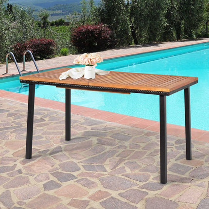 Zahradní stůl jídelní stůl s otvorem pro slunečník dřevěný stůl terasový stůl akáciové dřevo 140 x 75 x 76 cm přírodní