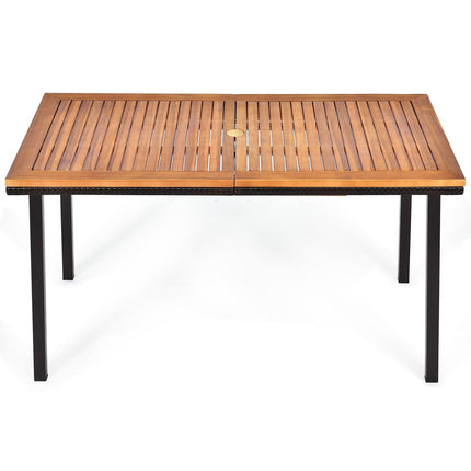 Zahradní stůl jídelní stůl s otvorem pro slunečník dřevěný stůl terasový stůl akáciové dřevo 140 x 75 x 76 cm přírodní
