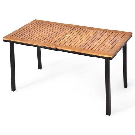 Zahradní stůl jídelní stůl s otvorem pro slunečník dřevěný stůl terasový stůl akáciové dřevo 140 x 75 x 76 cm přírodní