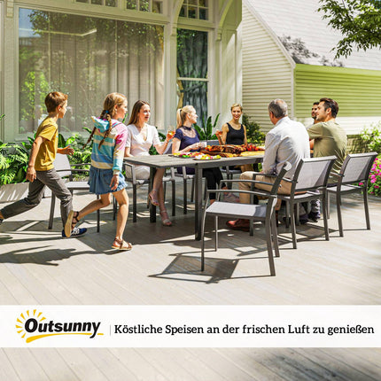 Extendable aluminum garden dining table, 6-8 seats, grey